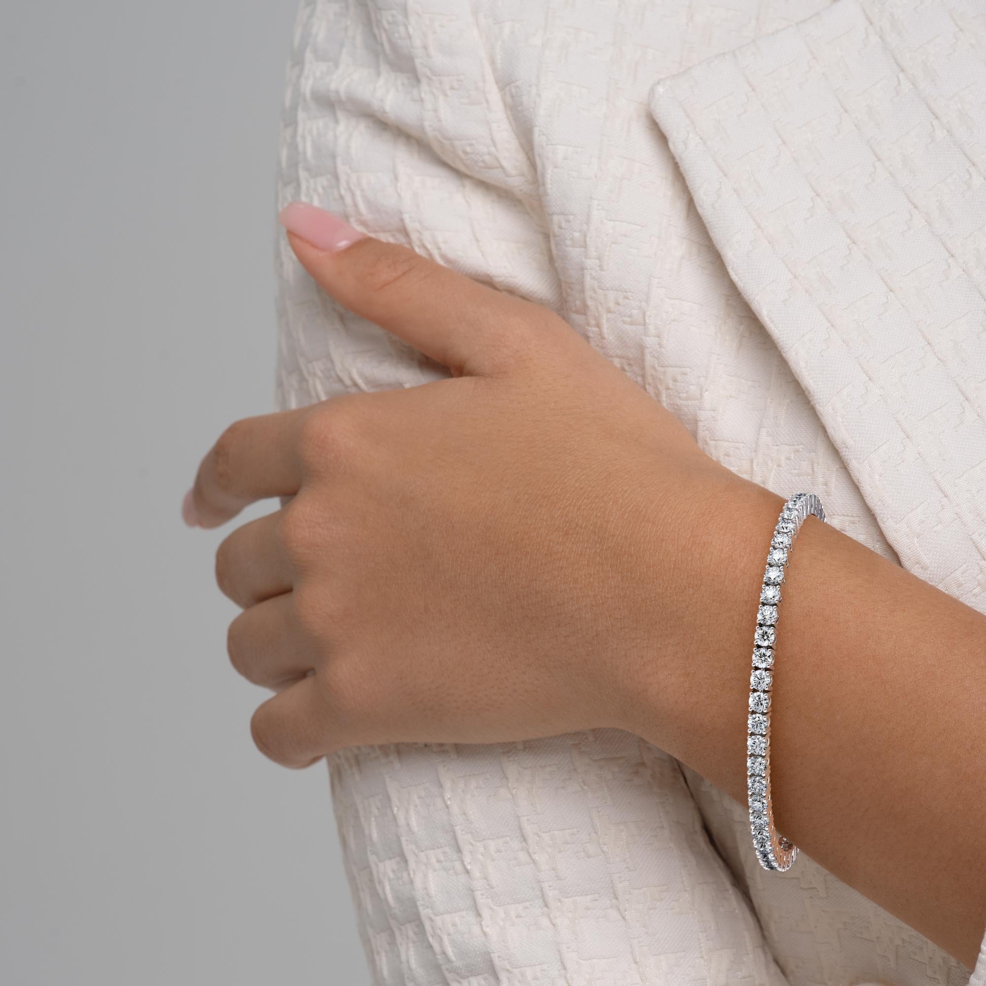 5 Carat Lab Grown Diamond Tennis Bracelet 14k White Gold E-F, VS1 5