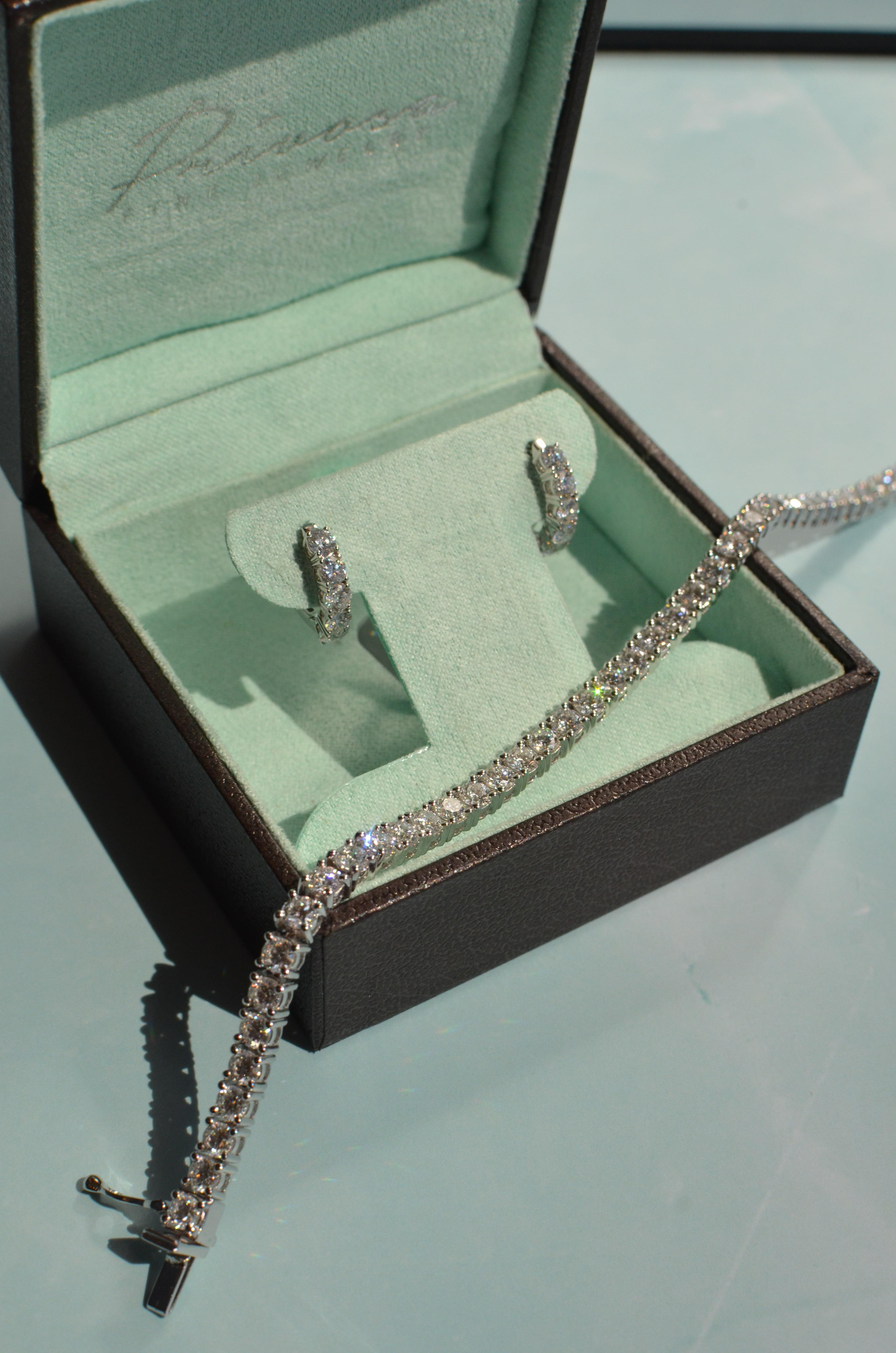 Round Cut 5 Carat Lab Grown Diamond Tennis Bracelet 14k White Gold E-F, VS1