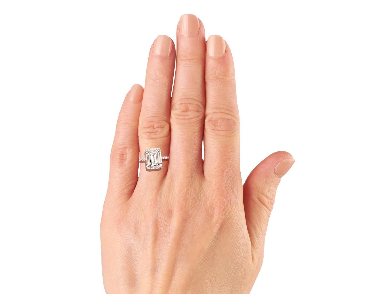 Modern 5 Carat Light Brown Emerald Cut Engagement Ring For Sale