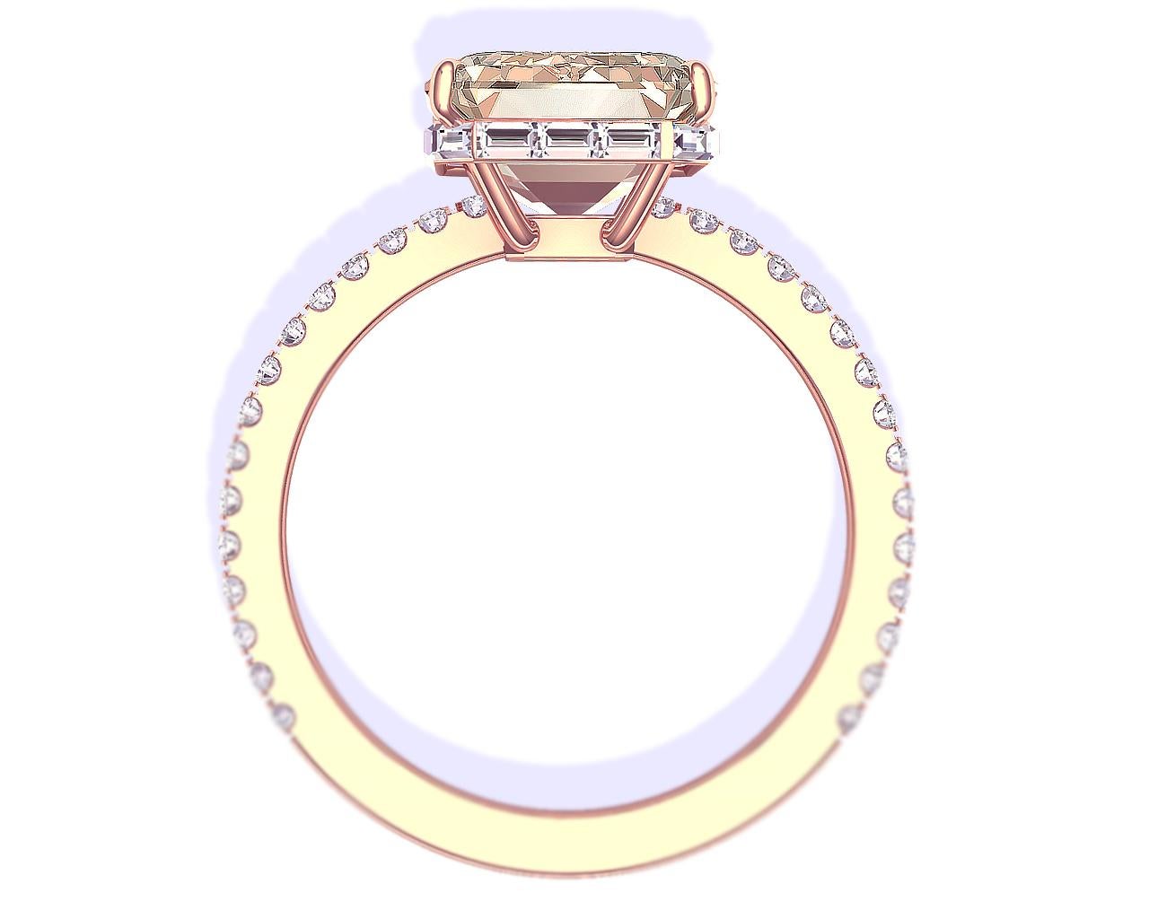 5 Carat Light Brown Emerald Cut Engagement Ring In Excellent Condition For Sale In Aliso Viejo, CA