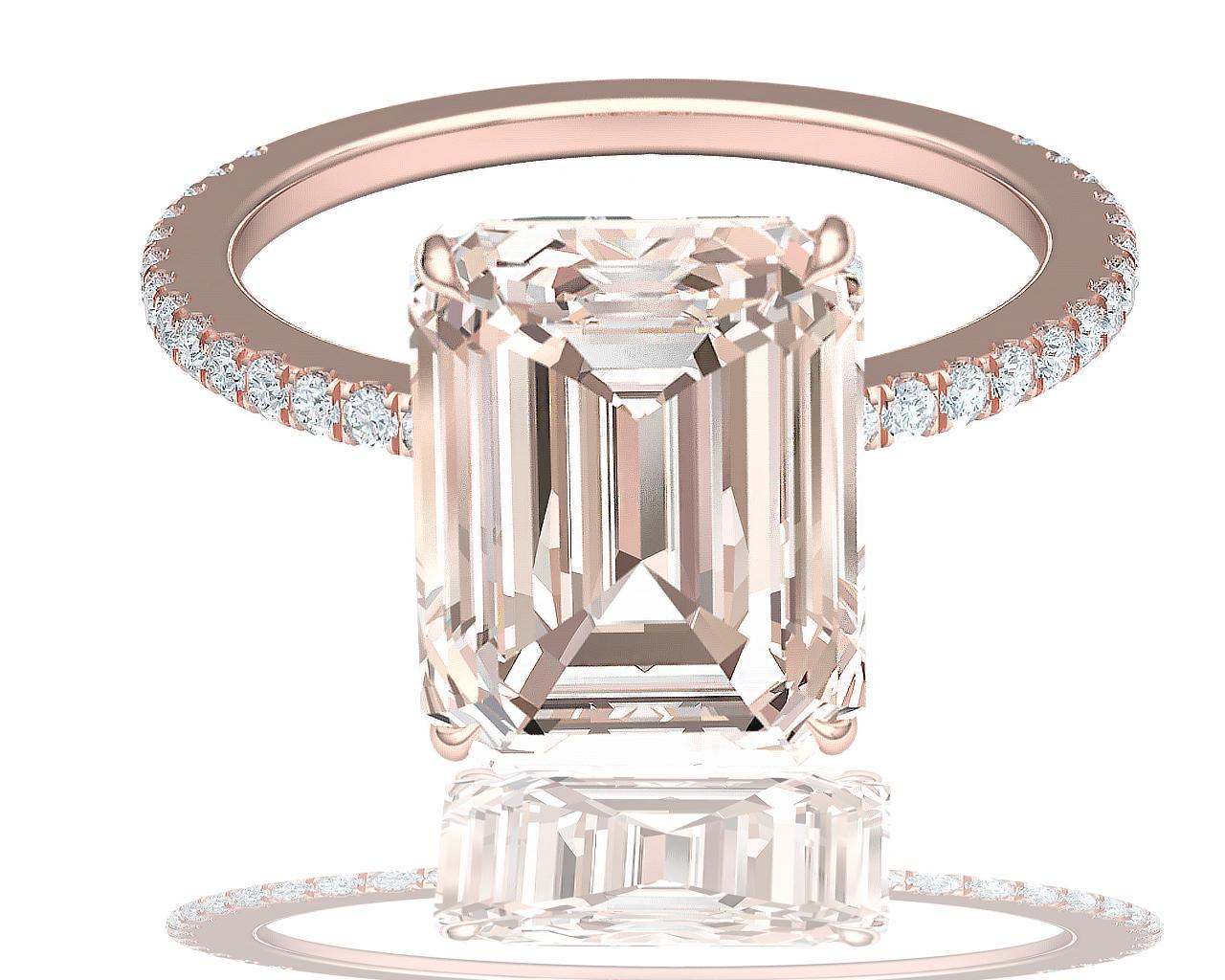 Women's or Men's 5 Carat Light Brown Emerald Cut Engagement Ring For Sale