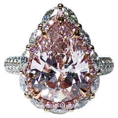 5 Carat Light Pink Pear Shape Diamond GIA VS2