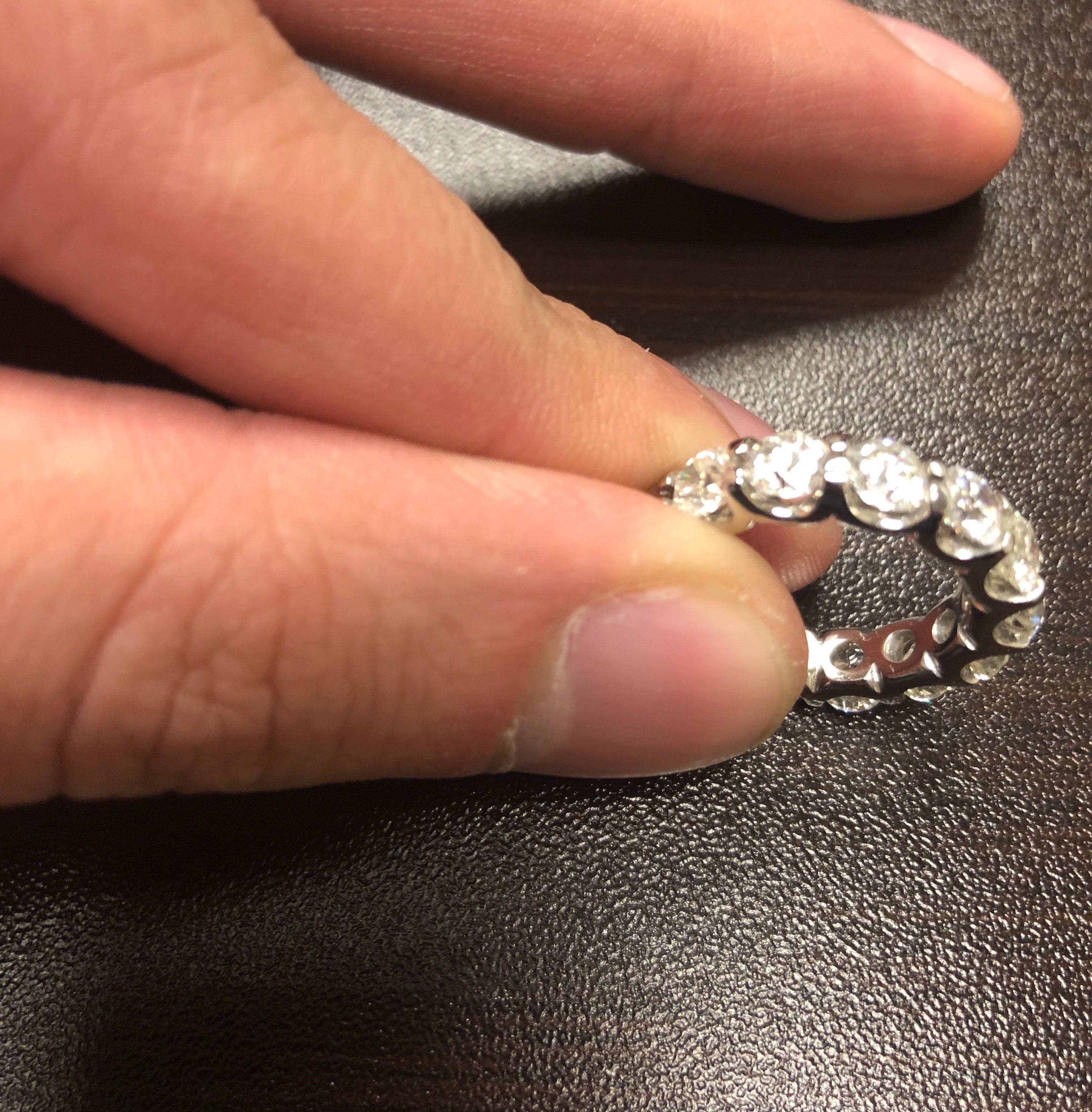 Modern 5 Carat Low Setting Diamond Eternity Ring 14 Karat For Sale