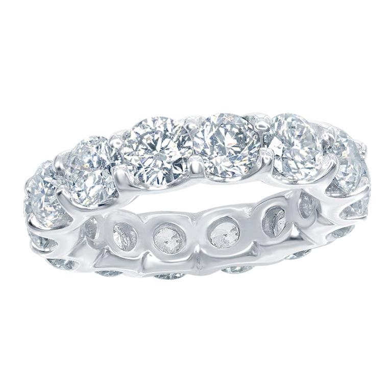 5 Carat Low Setting Diamond Eternity Ring 14 Karat For Sale