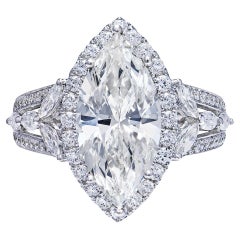 Verlobungsring mit 5 Karat Diamant im Marquise-Schliff, zertifiziert J IF