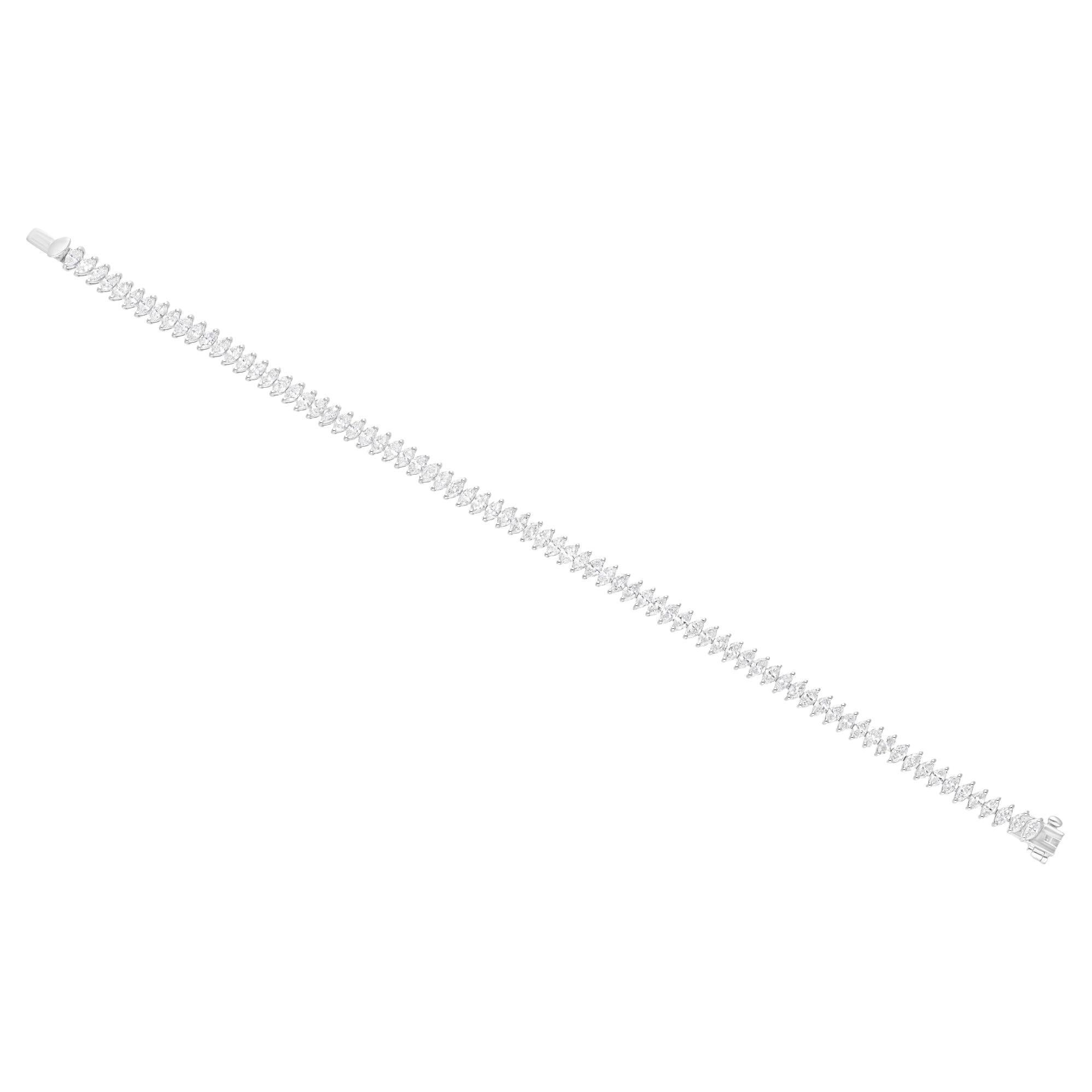 5 Carat Marquise Cut SI/H Diamond Solid White Gold Tennis Bracelet