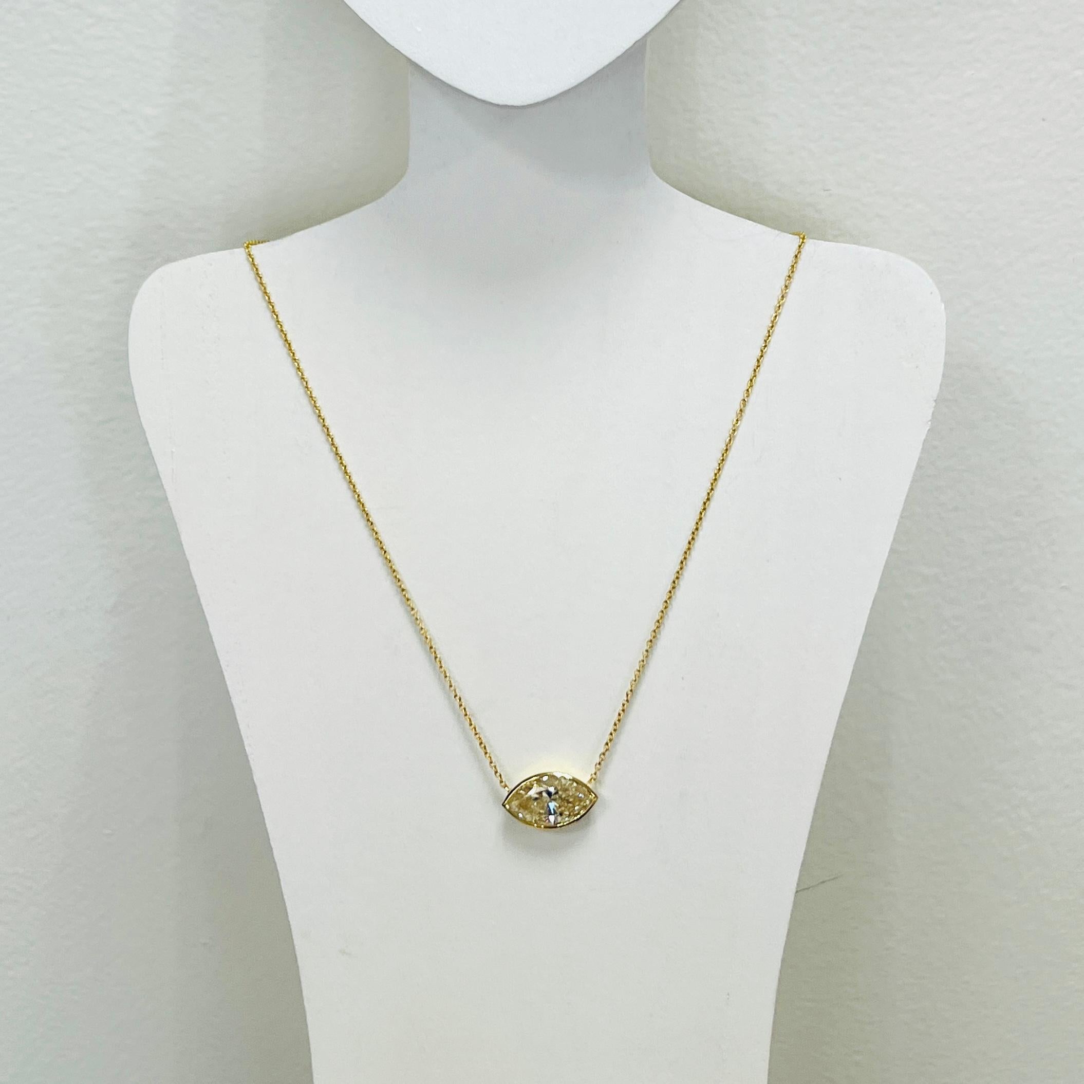 Collar Bisel Este Oeste de Diamantes Marquesa de 5 Quilates en Oro Amarillo de 18 K en Nuevo estado para la venta en Los Angeles, CA