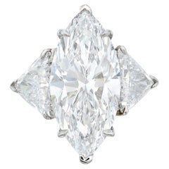5 Carat Marquise Statement Type IIa Brilliant White / D color FL/IF 14K Gold