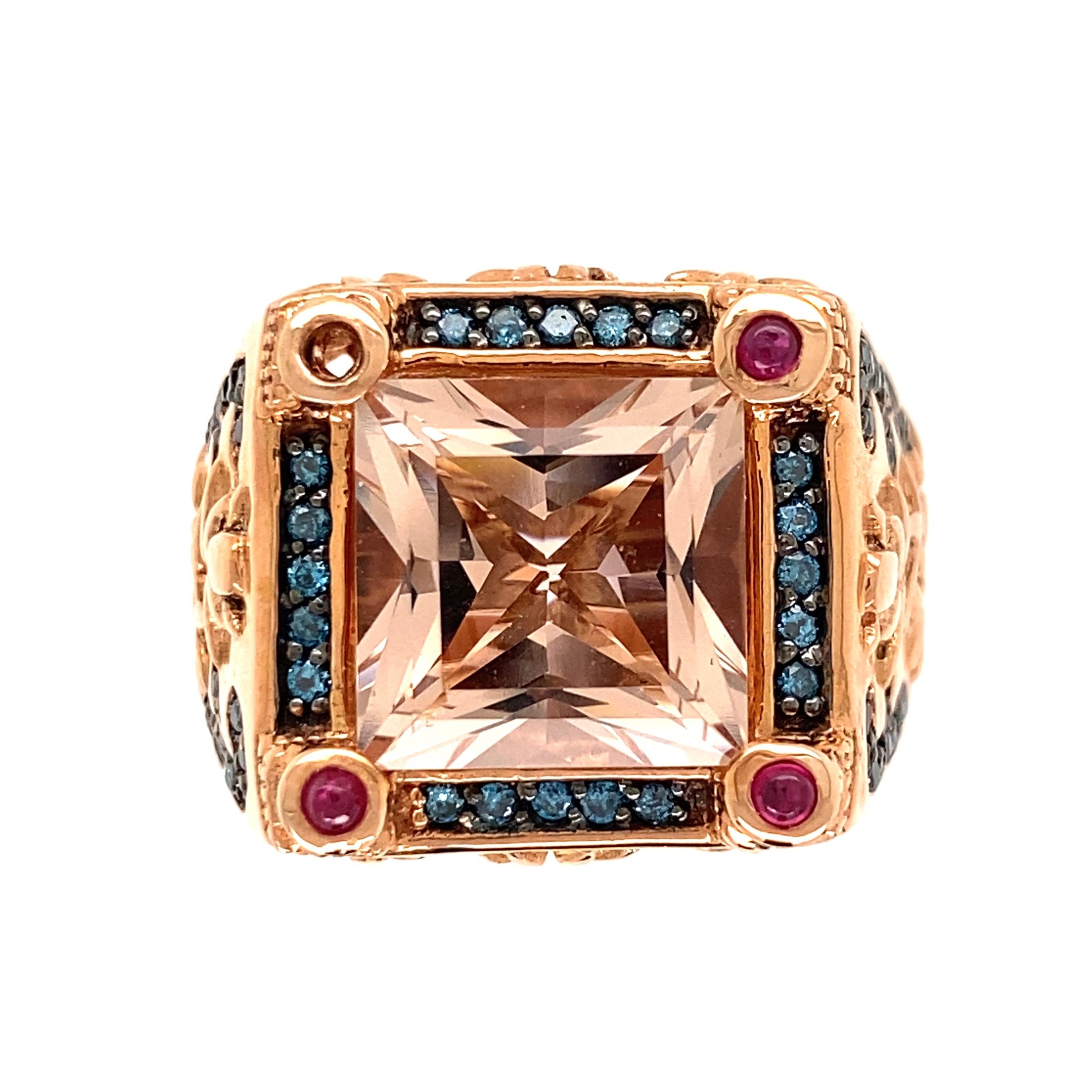 blue diamond rose gold ring