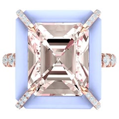 5 Carat Morganite Chalcedony and Diamond Cocktail Ring in Rose Gold