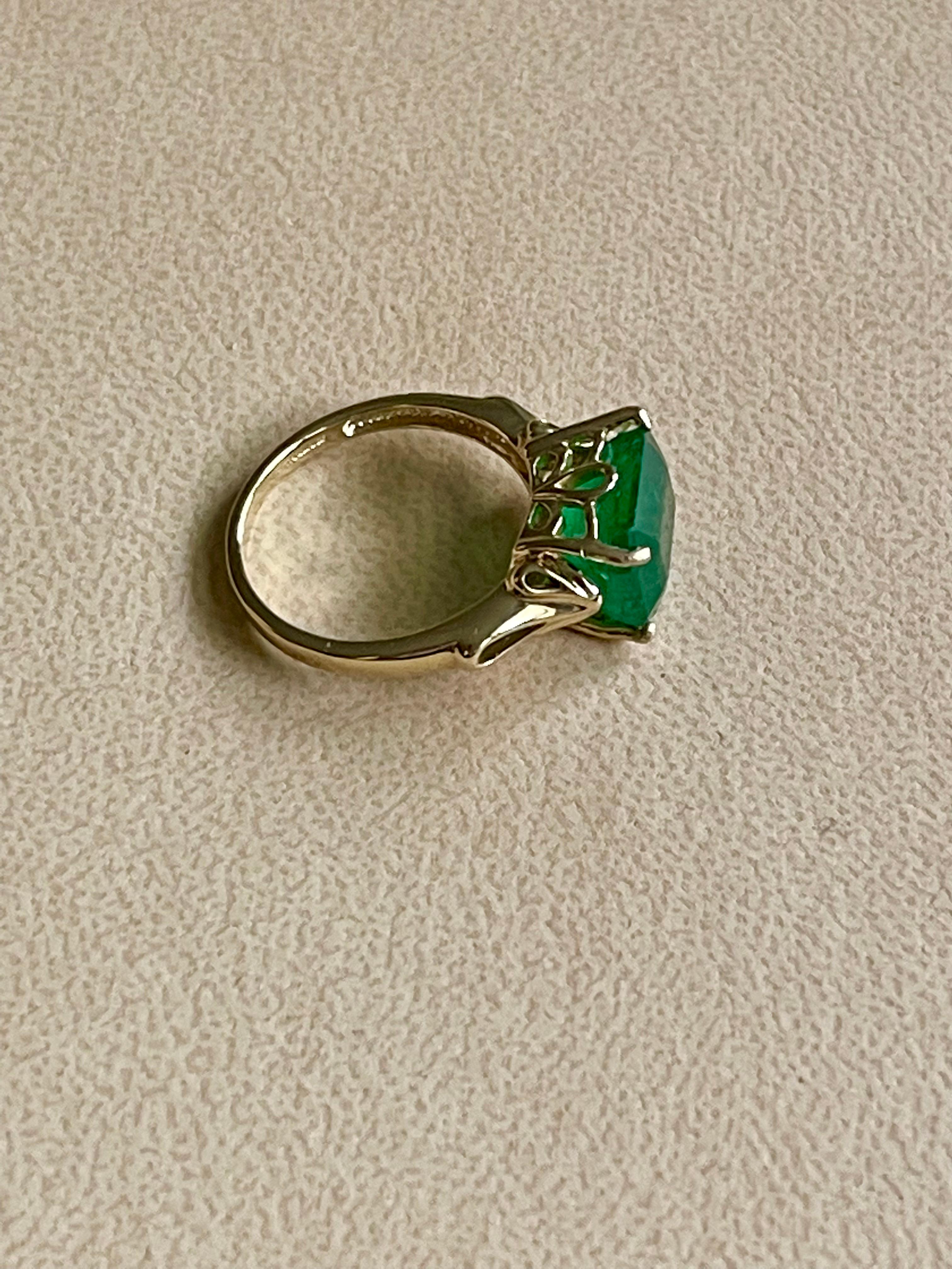 5 Carat Natural Emerald Cut Emerald Ring 14 Karat Yellow Gold Vintage 6