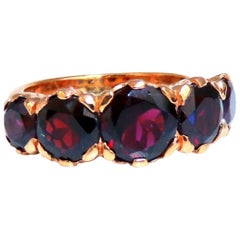 5 Carat Natural Garnets Victorian Deco Band 14 Karat Rose Gold