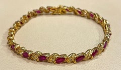 5 Carat Natural Marquise Ruby Tennis Bracelet 14 Karat Yellow Gold