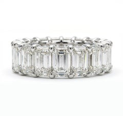 5 Carat Natural Untreated Eternity Band Emerald Cut Diamond Ring
