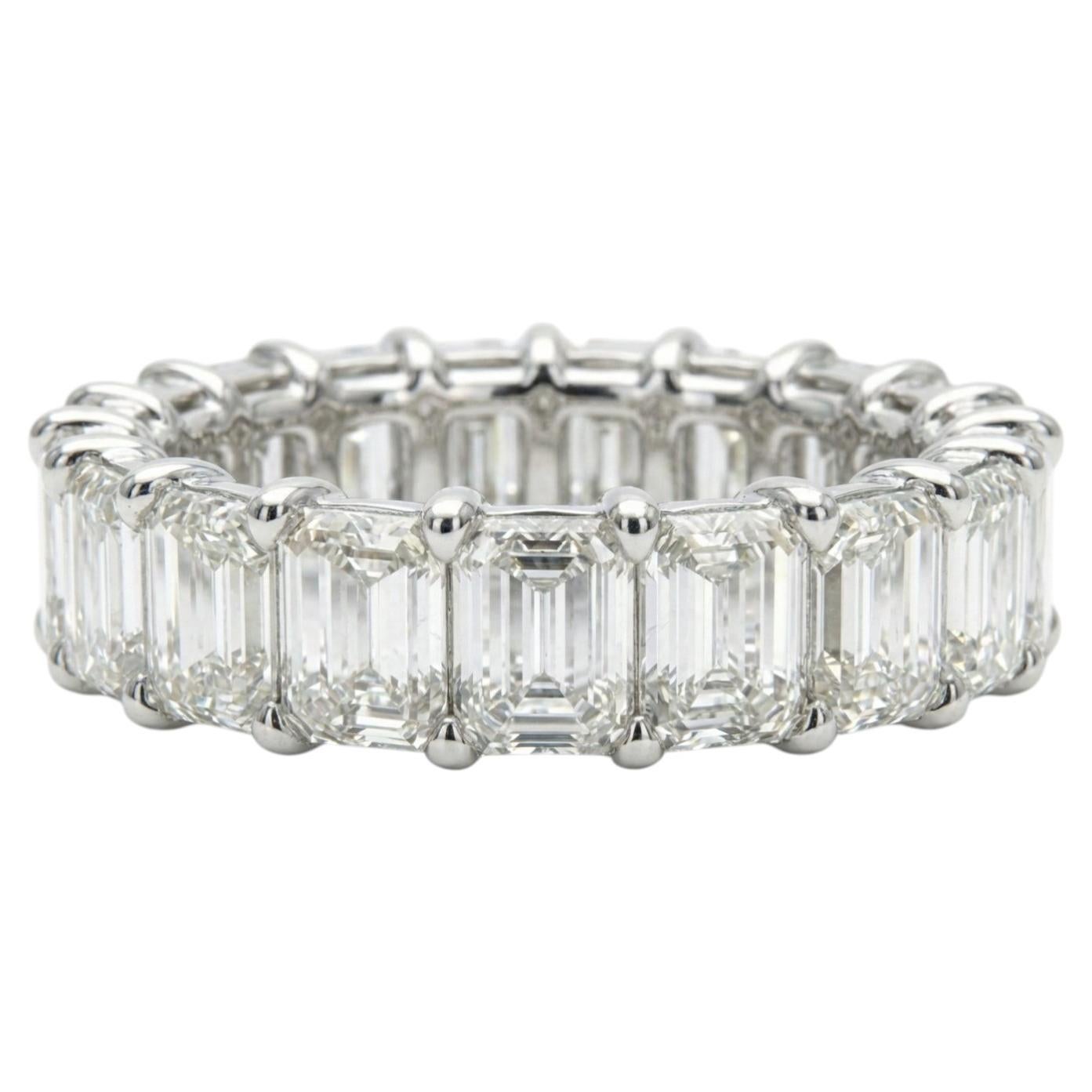5 Carat Natural Untreated Eternity Band Emerald Cut Diamond Ring