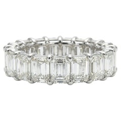 5 Carat Natural Untreated Eternity Band Emerald Cut Diamond Ring