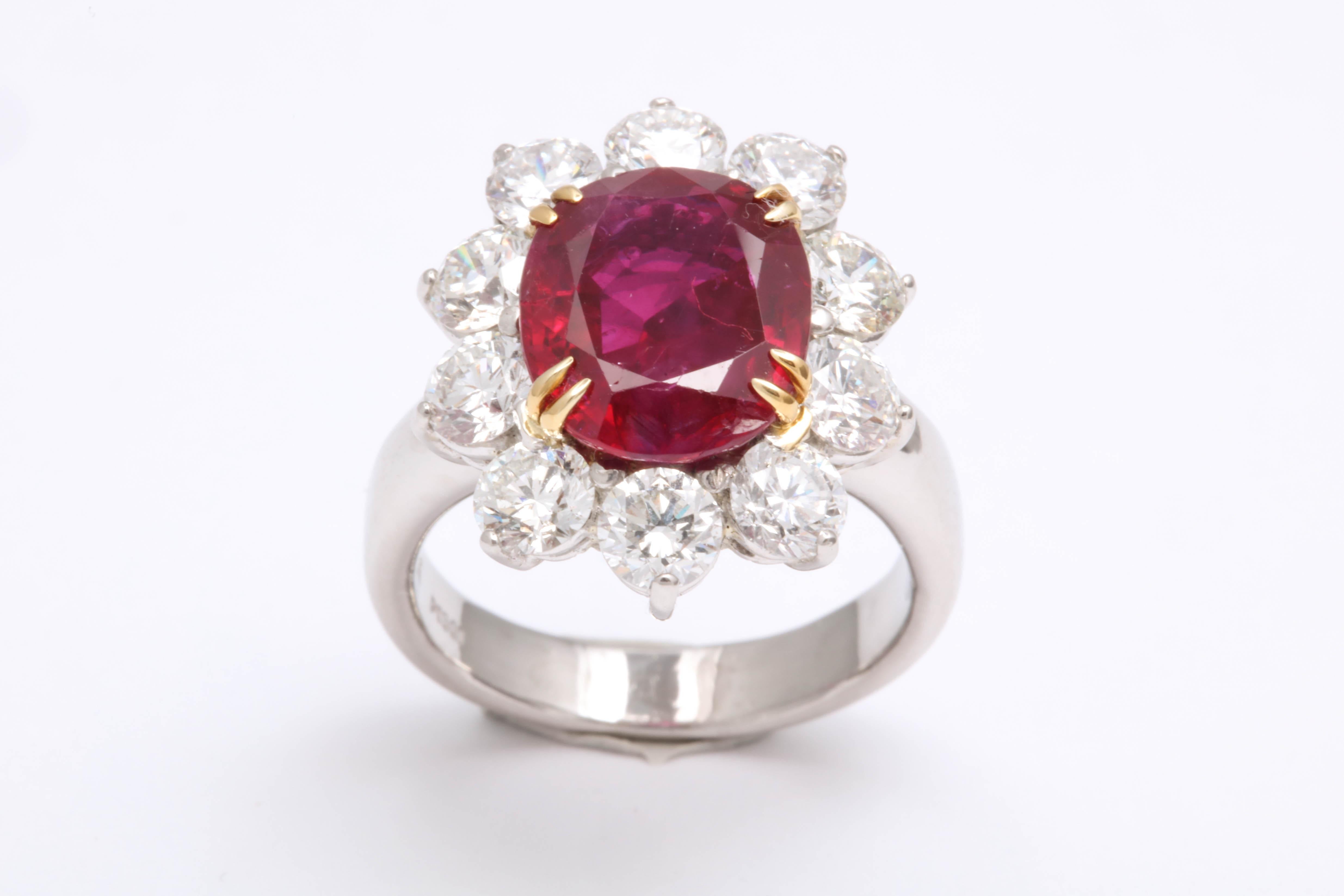 5 Karat unbehandelter Burma-Rubin-Diamantring 1