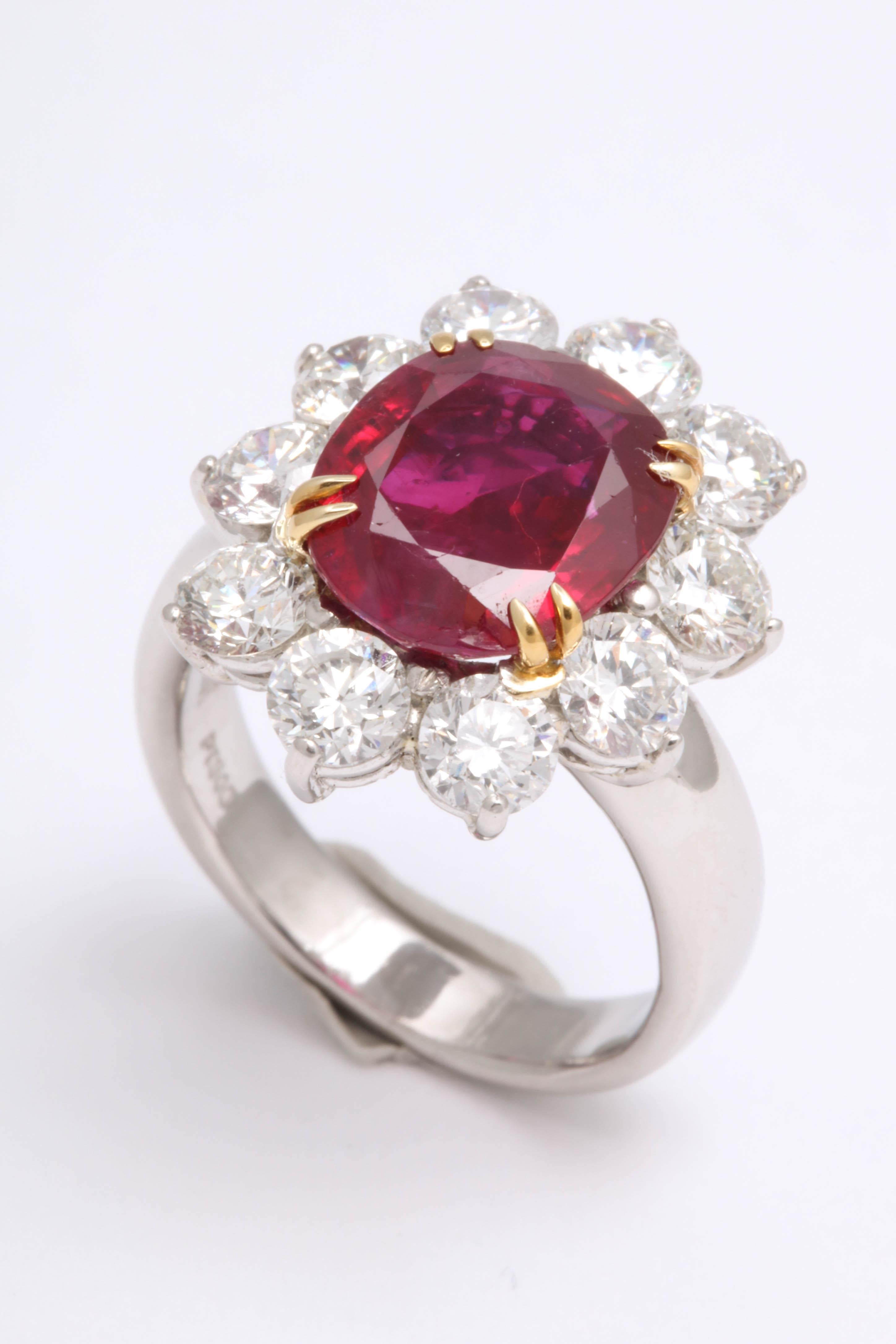 5 Carat No Heat Burma Ruby Diamond Ring In New Condition For Sale In New York, NY