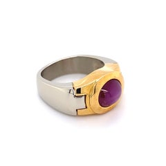 5 Carat No Heat Star Ruby GIA Men’s 2-Tone Gold Ring Estate Fine Jewelry