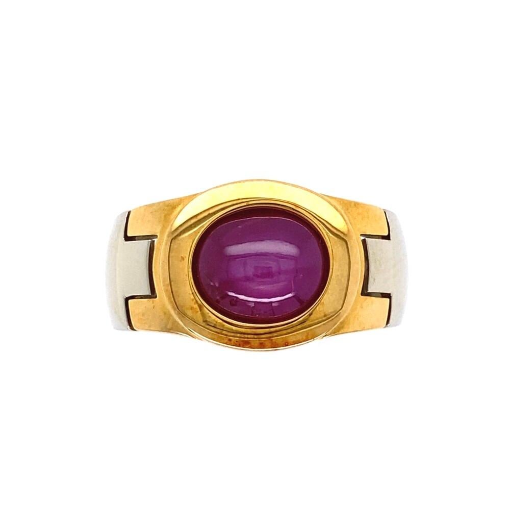 5 Carat No Heat Star Ruby GIA Men’s 2-Tone Gold Ring Estate Fine Jewelry In Excellent Condition In Montreal, QC