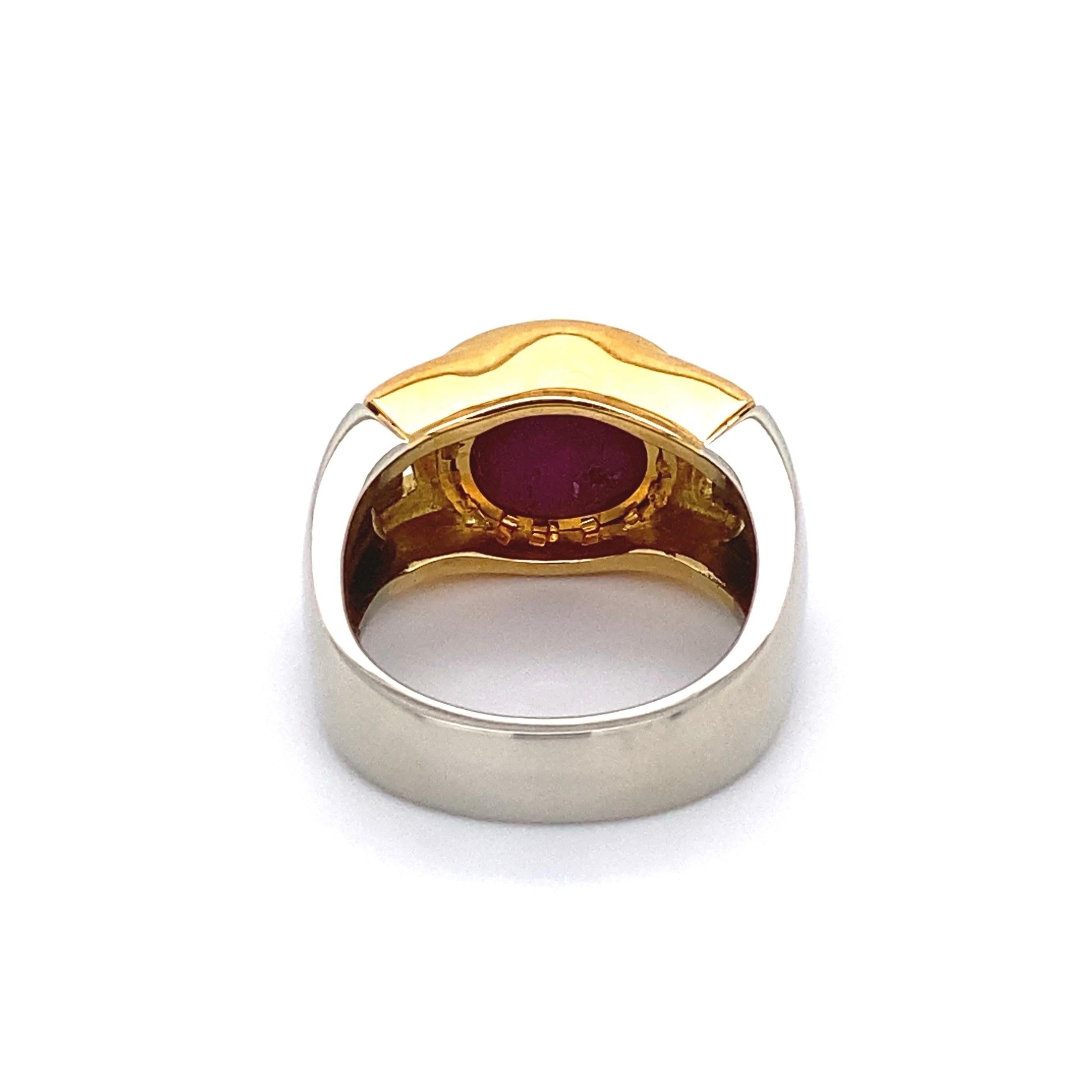 Men's 5 Carat No Heat Star Ruby GIA Men’s 2-Tone Gold Ring Estate Fine Jewelry