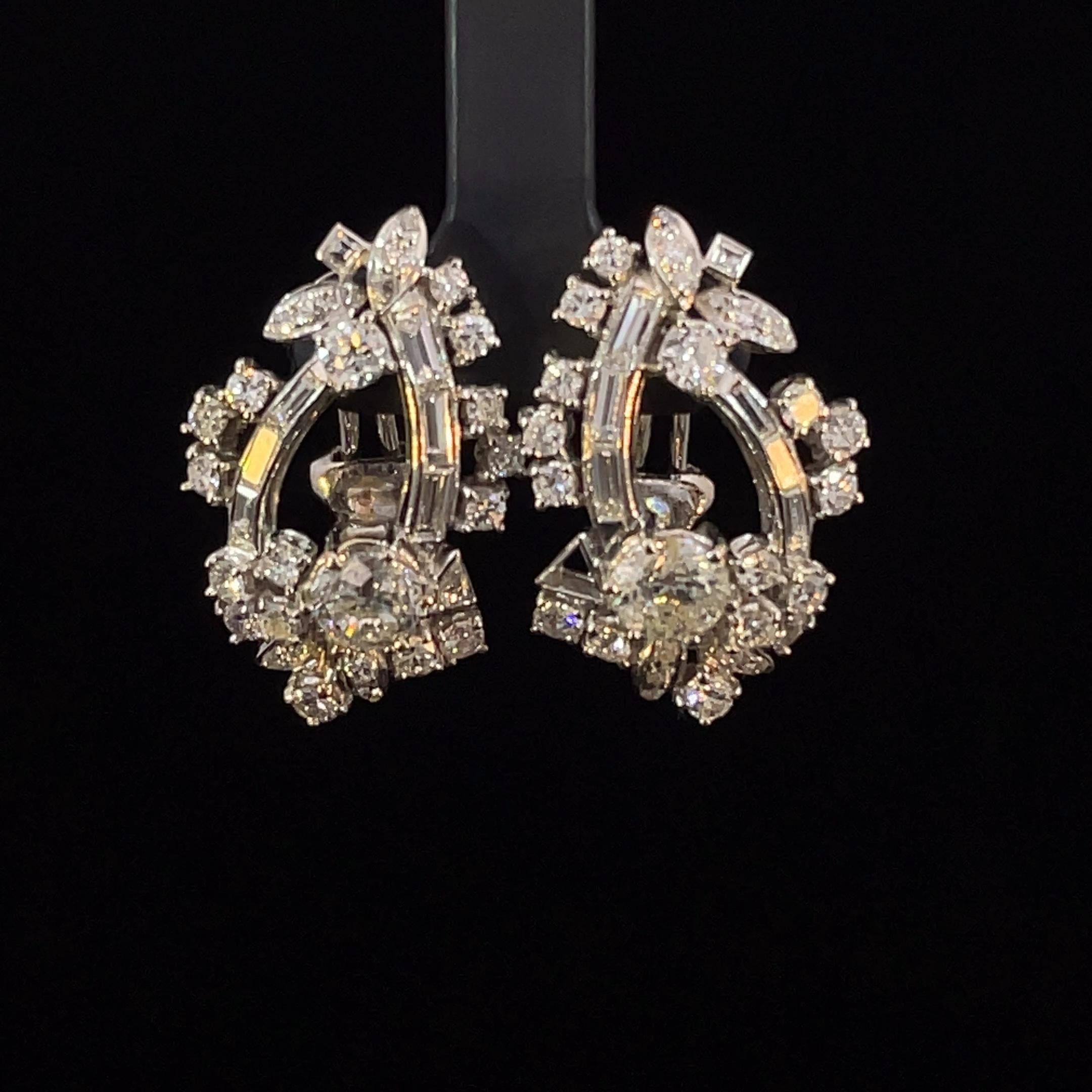 5 Carat Old European Cut Diamond and 2 Carat Center Diamond Drop Earring In New Condition For Sale In New York, NY