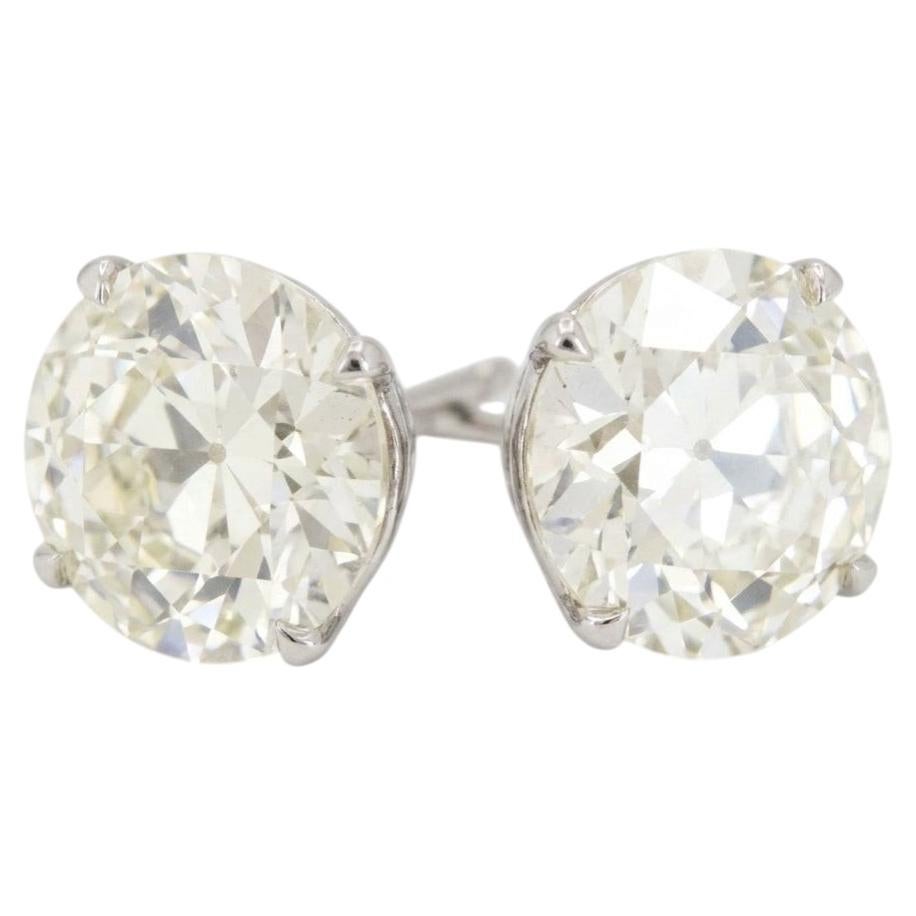 Pendientes de botón con diamante solitario de 5 quilates, talla europea antigua
