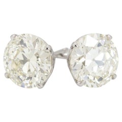 5 Carat Old European Cut Diamond Solitaire Stud Earrings