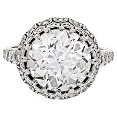 5 Carat Old European Cut K/VS2 GIA Diamond Vintage Platinum Engagement Ring