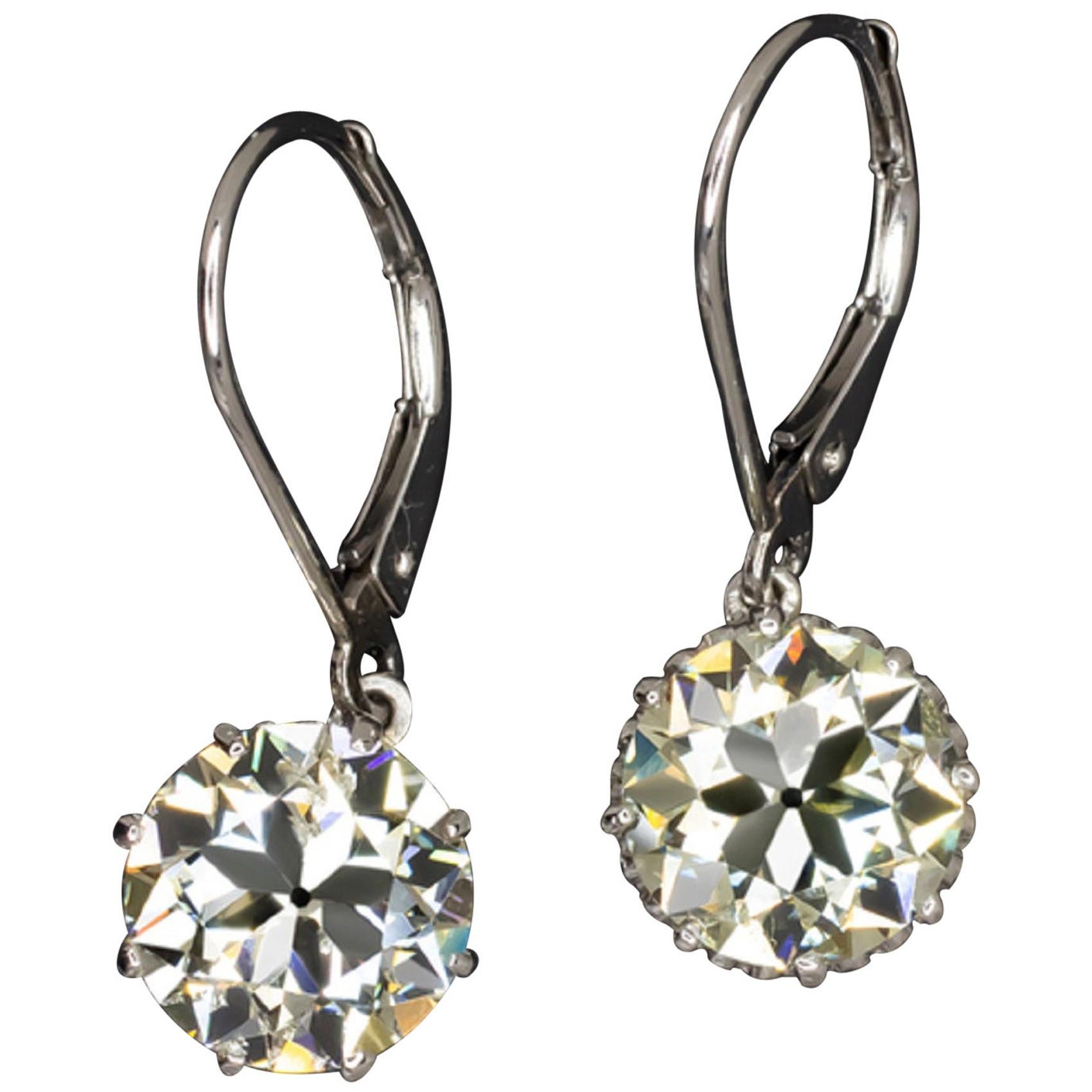Timeless Old European Diamond Double Drop Earrings For Sale at 1stDibs