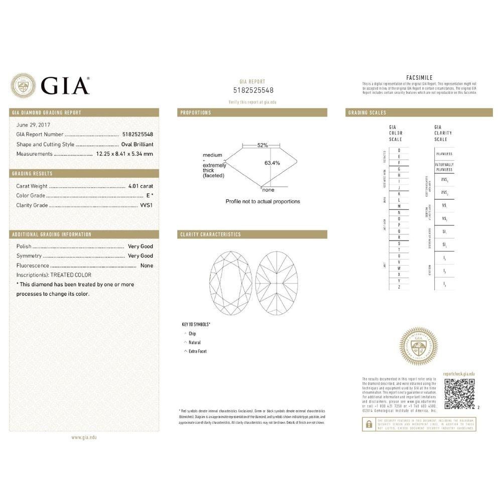 Bague de fiançailles avec diamant taille ovale de 5 carats certifié GIA E VVS1 Neuf - En vente à New York, NY