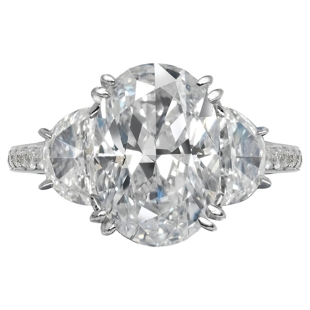 5 Carat Oval Cut Diamond Engagement Ring GIA Certified E VVS1