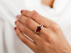 IGI-Certified 5ct Natural Oval-Cut Rubellite Tourmaline & Diamond Cocktail Ring
