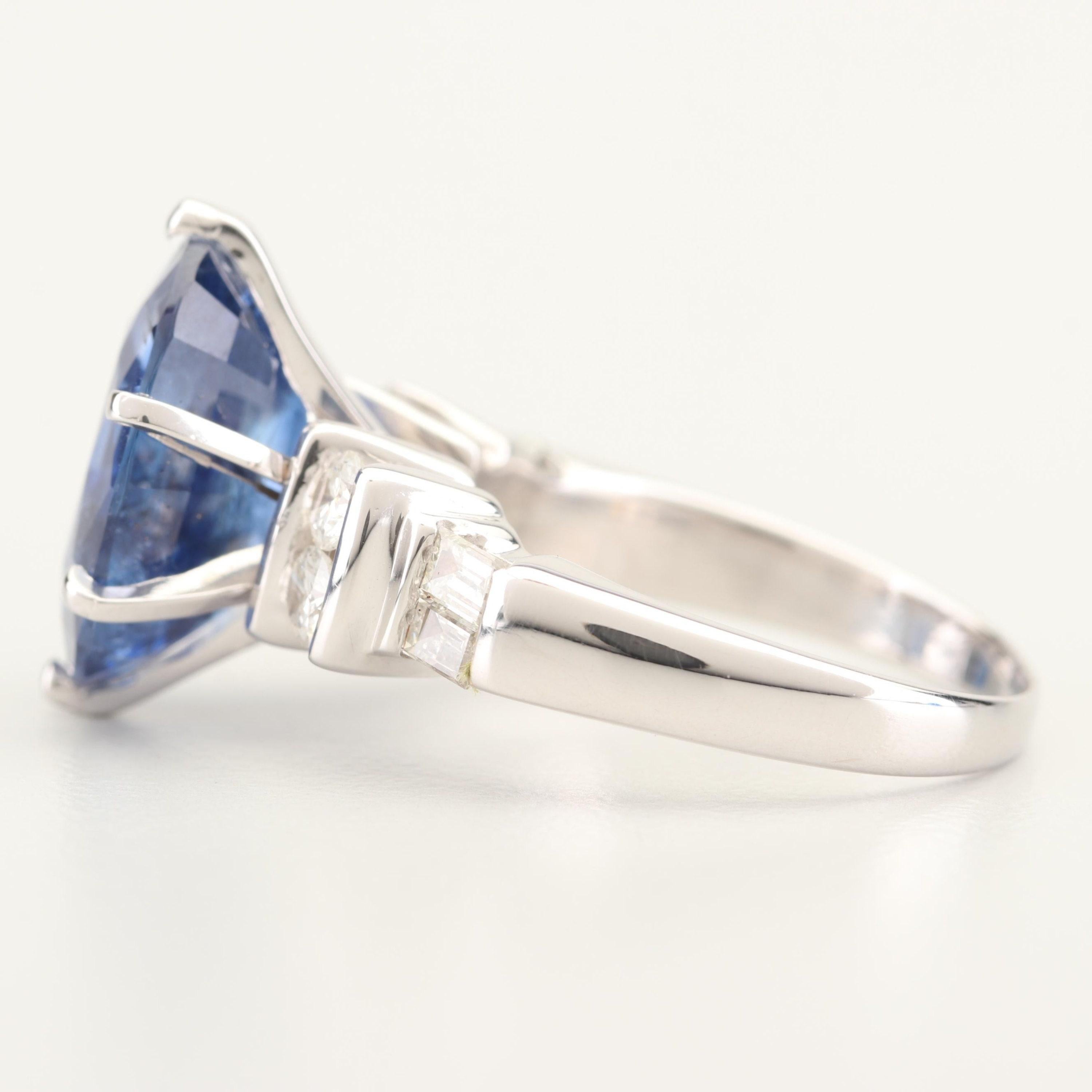For Sale:  Art Deco 6 CT Certified Natural Sapphire and Diamond Engagement Ring in 18K Gold 4