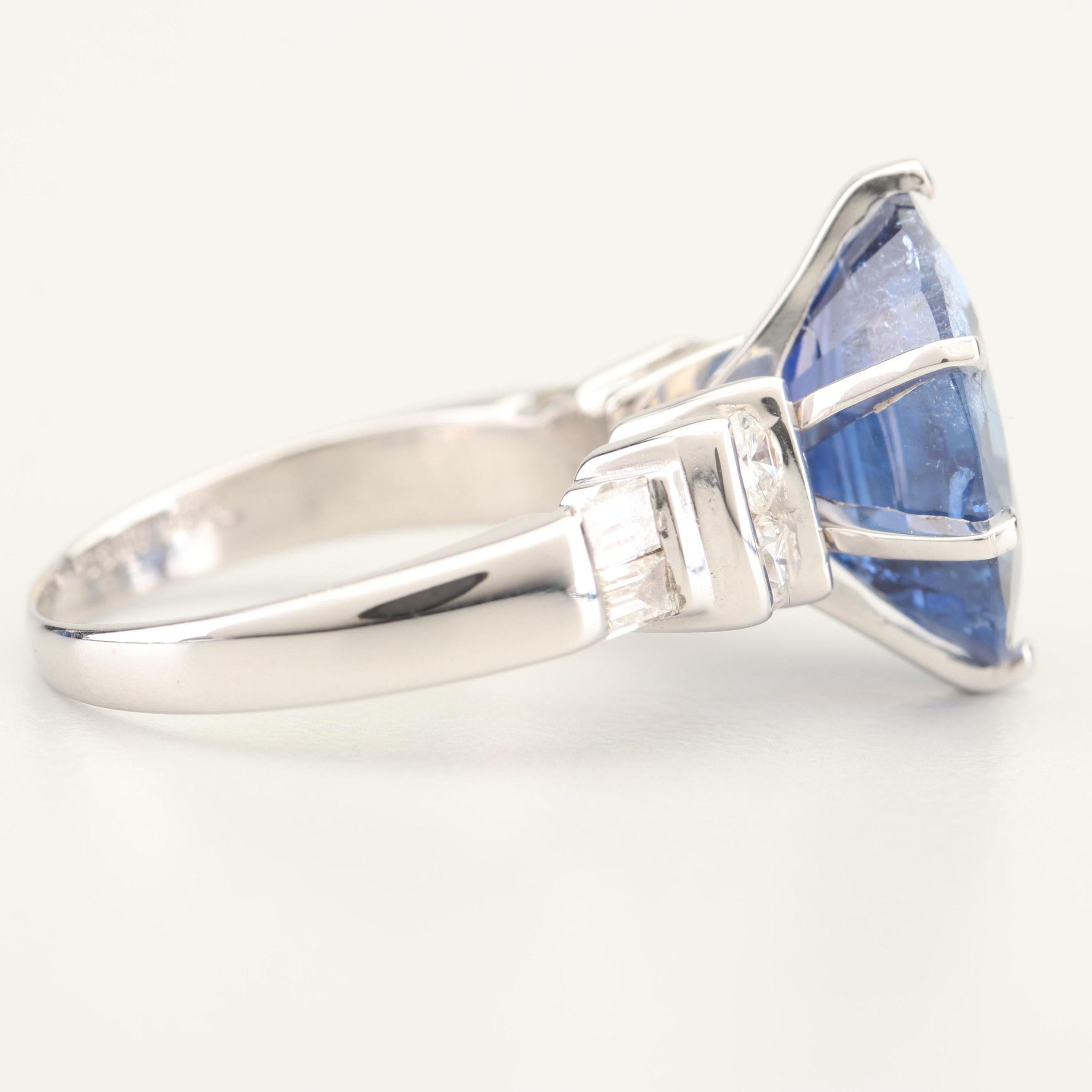 For Sale:  Art Deco 6 CT Certified Natural Sapphire and Diamond Engagement Ring in 18K Gold 5