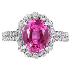 5 Carat Oval Cut Sapphire Ring Certified Pink