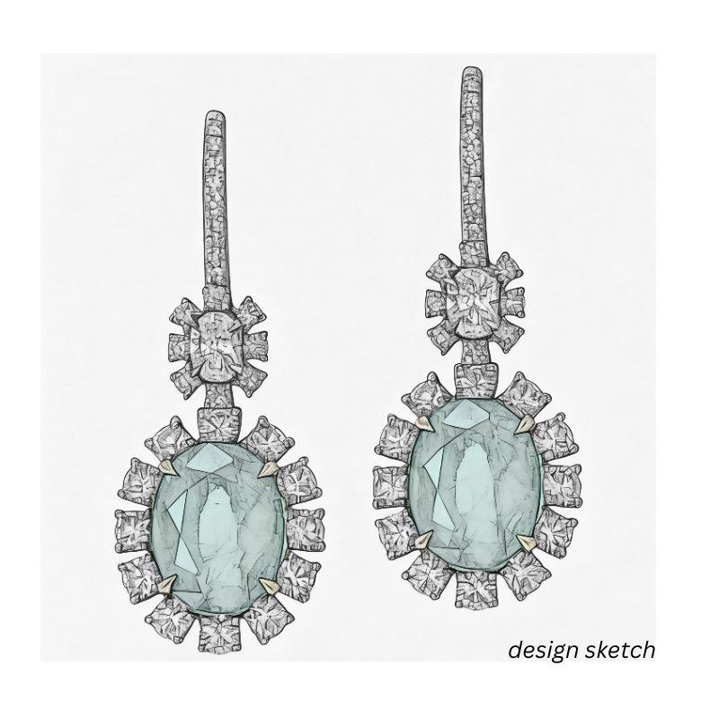 Orecchini a cerchio con smeraldo ovale da 5 carati in platino e giallo 18 carati ref618 in vendita 1