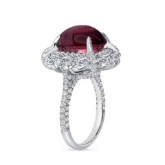 5 Carat Oval Halo Diamond Ring Ruby Red 18K Gold Radiant Elegance High Jewellery