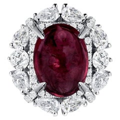 5 Carat Oval Halo Diamond Ring Ruby Red 18K Gold Radiant Elegance High Jewellery