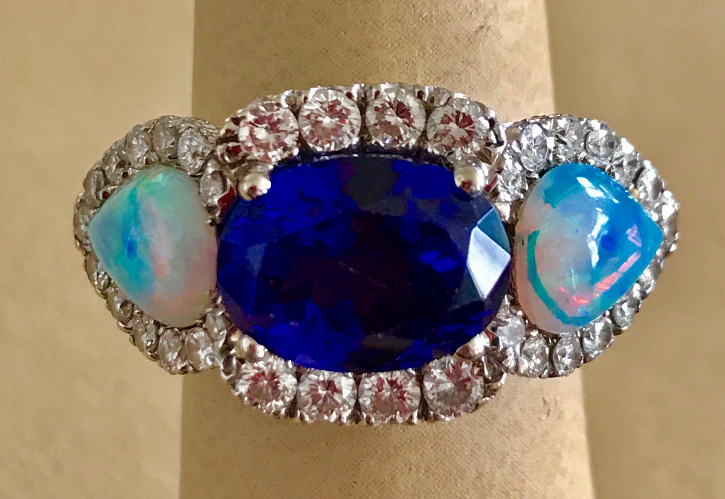 tanzanite and opal ring