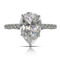5 Carat Pear Cut Diamond Engagement Ring GIA Certified G SI2