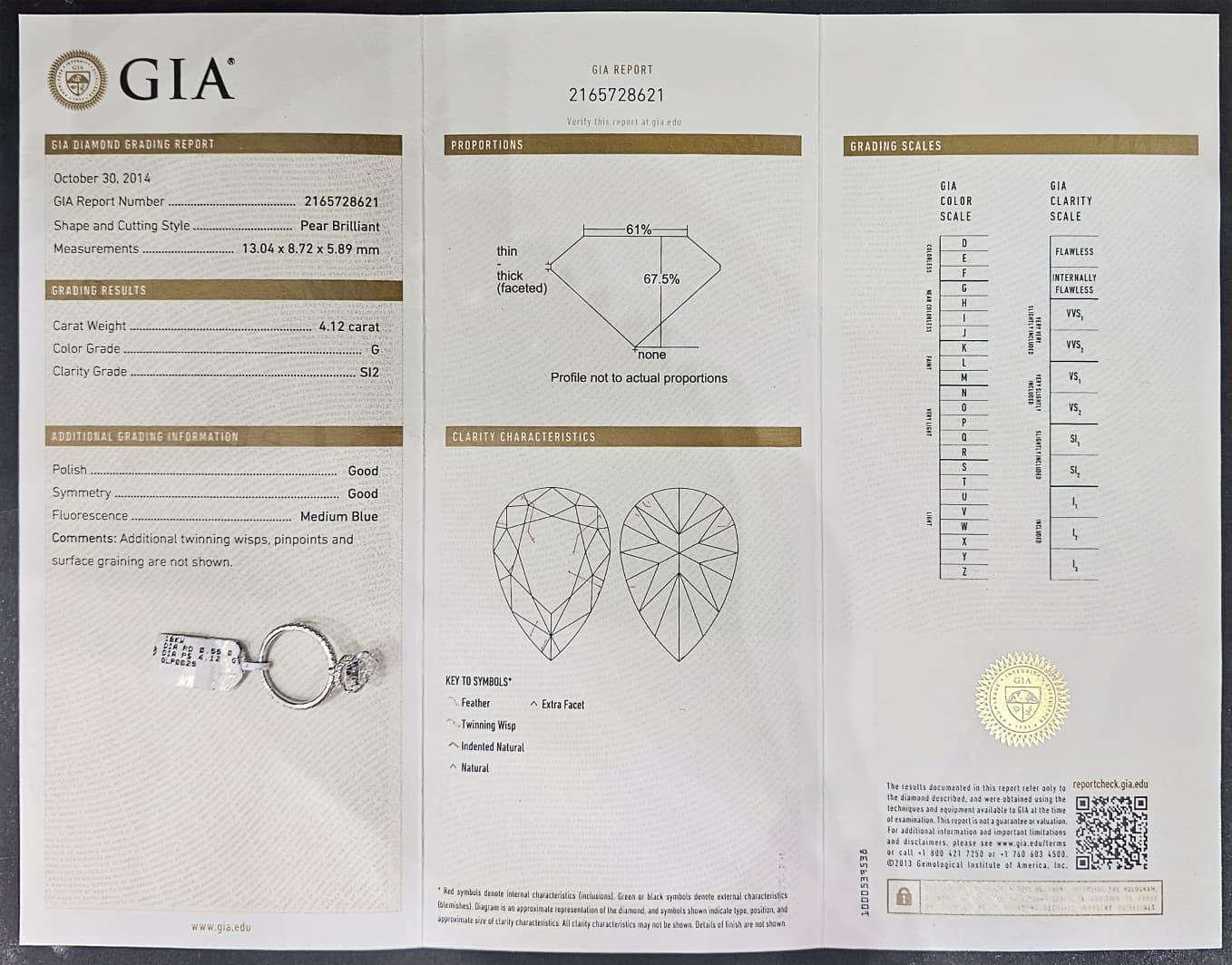 Anello di fidanzamento con diamante taglio pera da 5 carati certificato GIA SI2 In condizioni Nuovo in vendita a New York, NY