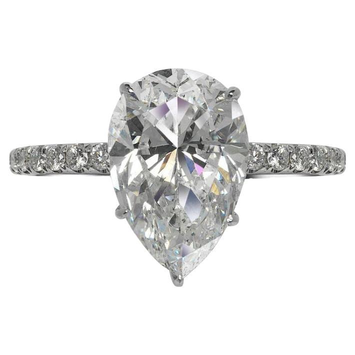 Bague de fiançailles avec diamant poire de 5 carats certifié GIA G SI2