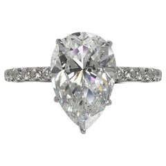 Bague de fiançailles avec diamant poire de 5 carats certifié GIA G SI2