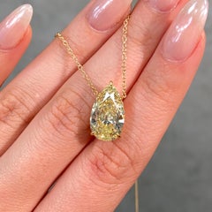 5 Carat Pear Cut Fancy Yellow Diamond Pendant Necklace