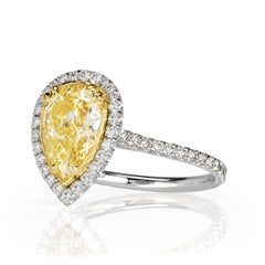 5 Carat Pear Diamond Ring Fancy Yellow 14K Gold Colour-Collector’s Treasure