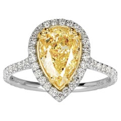 5 Carat Pear Diamond Ring Fancy Yellow 14K Gold Colour-Collector’s Treasure