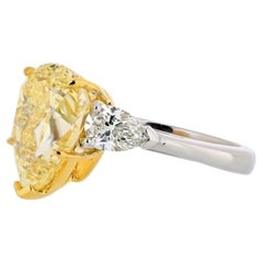 5 Carat Pear Diamond Ring Fancy Yellow 14K White Gold Sunlit Royal Radiance