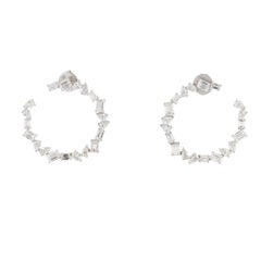 5 Carat Pear Emerald Cut Diamond Hoop Earrings in 14k Gold