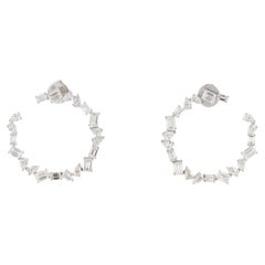 5 Carat Pear Emerald Cut Diamond Hoop Earrings in 14k Gold